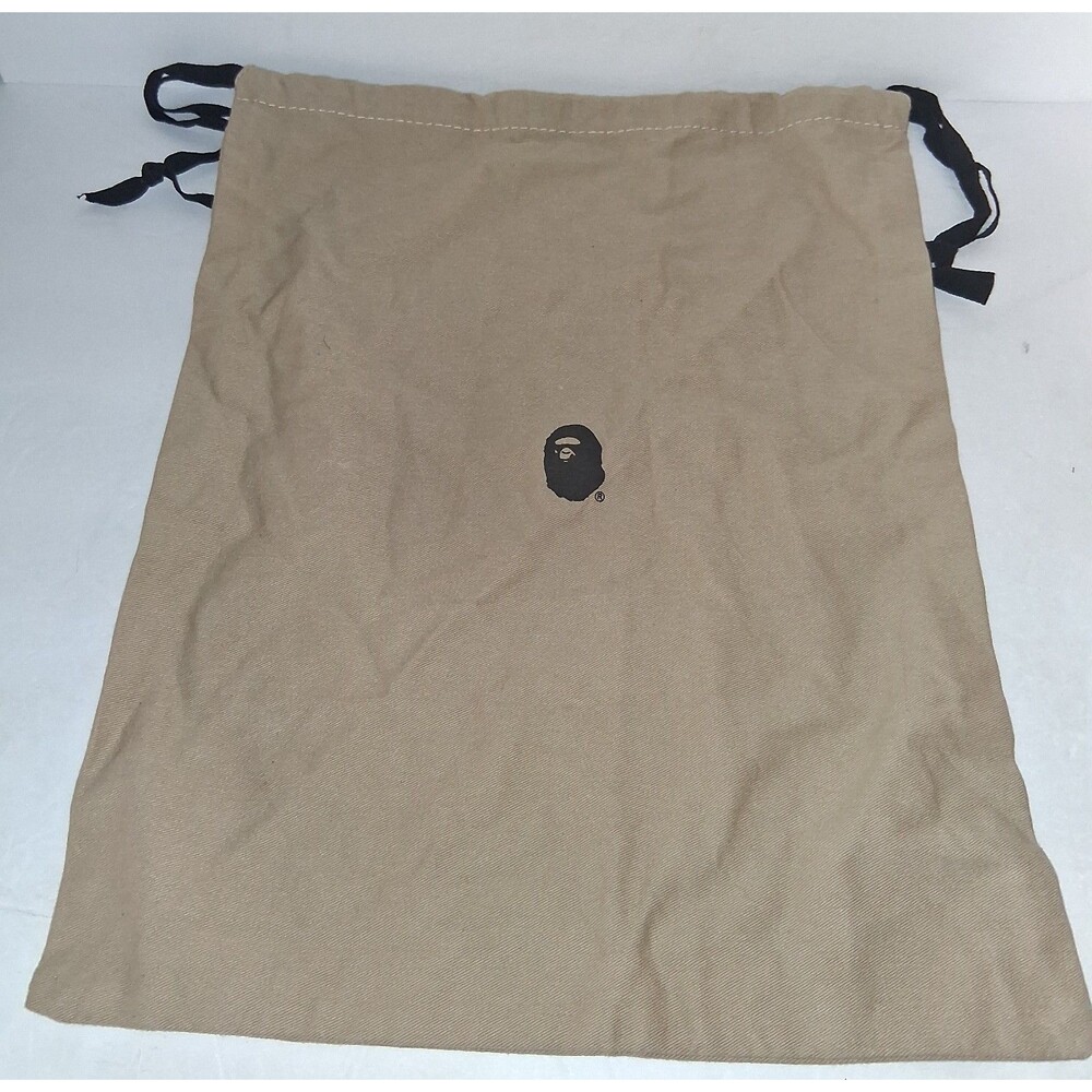 A Bathing Ape BAPE Sneaker Shoe Drawstring Dust Bag Tan Beige Ape Head Logo Bag